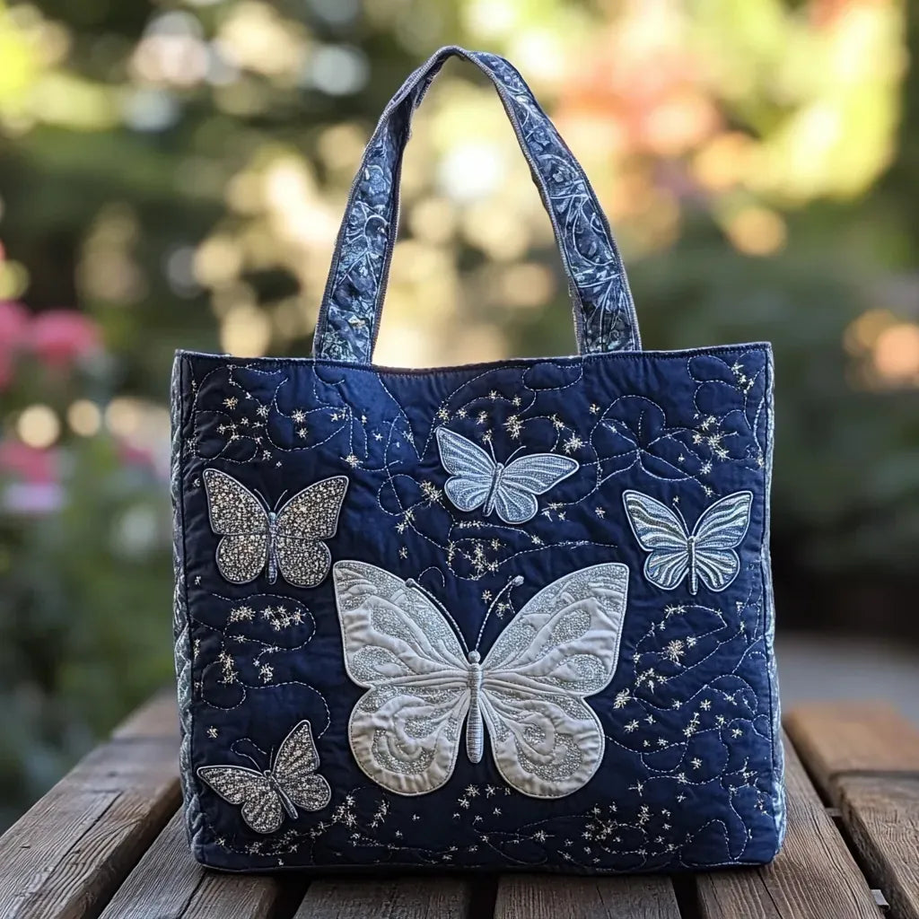 Handcrafted Silver Butterfly Tote