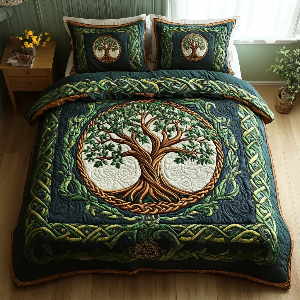 Tree of Life 3-Piece Quilted Bedding Set