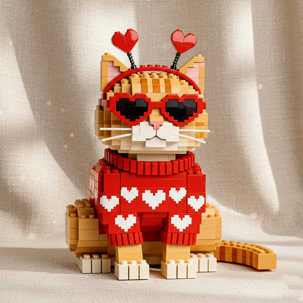 Love-Filled Block Set for Your Red Cat
