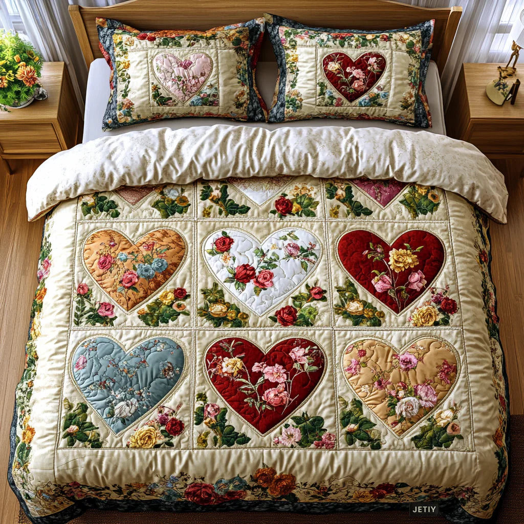 Passionate Hearts 3-Piece Quilted Bedding Collection