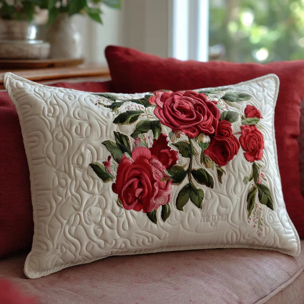Rose Garden Heart Quilted Pillowcase