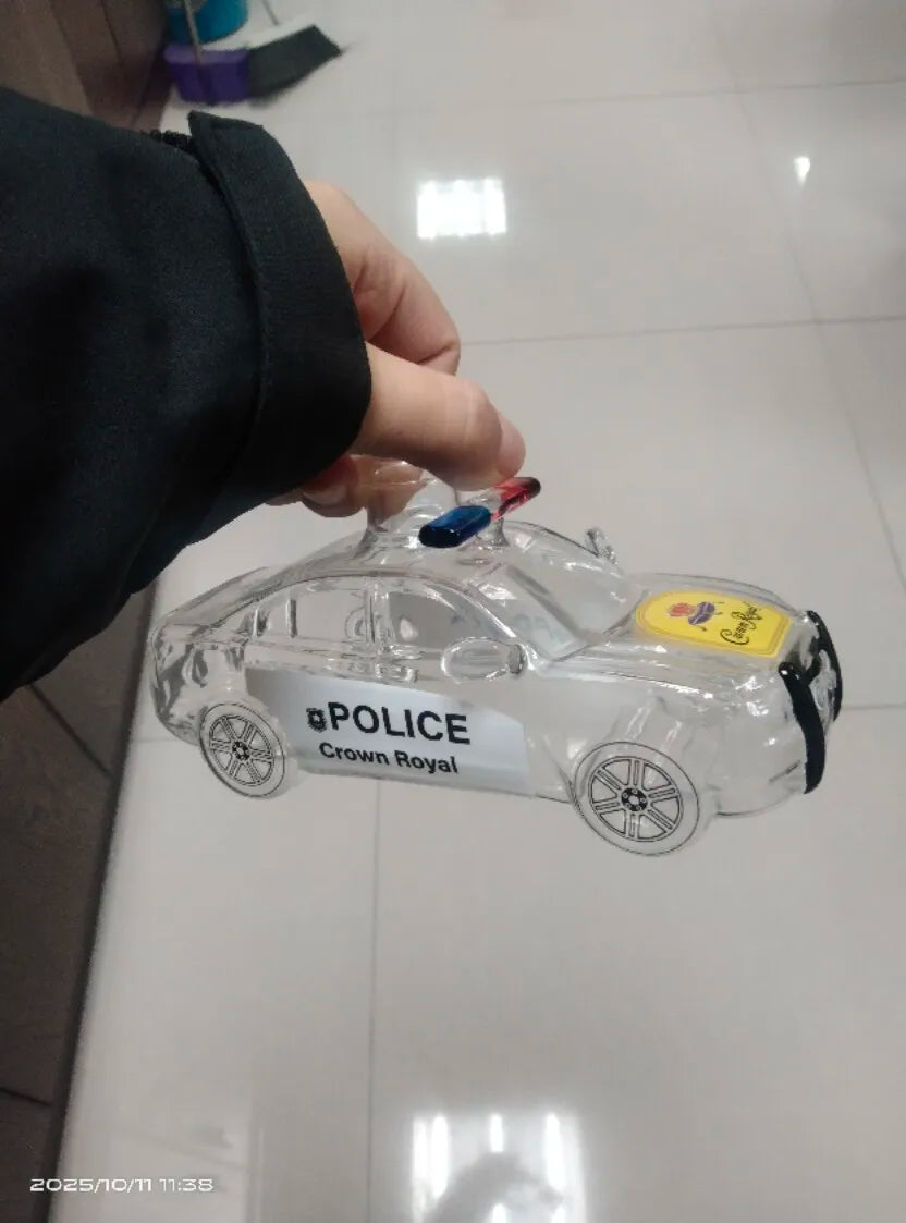 Police Car Shaped Glass Whiskey Decanter with Crown Stopper Unique Liquor Dispenser