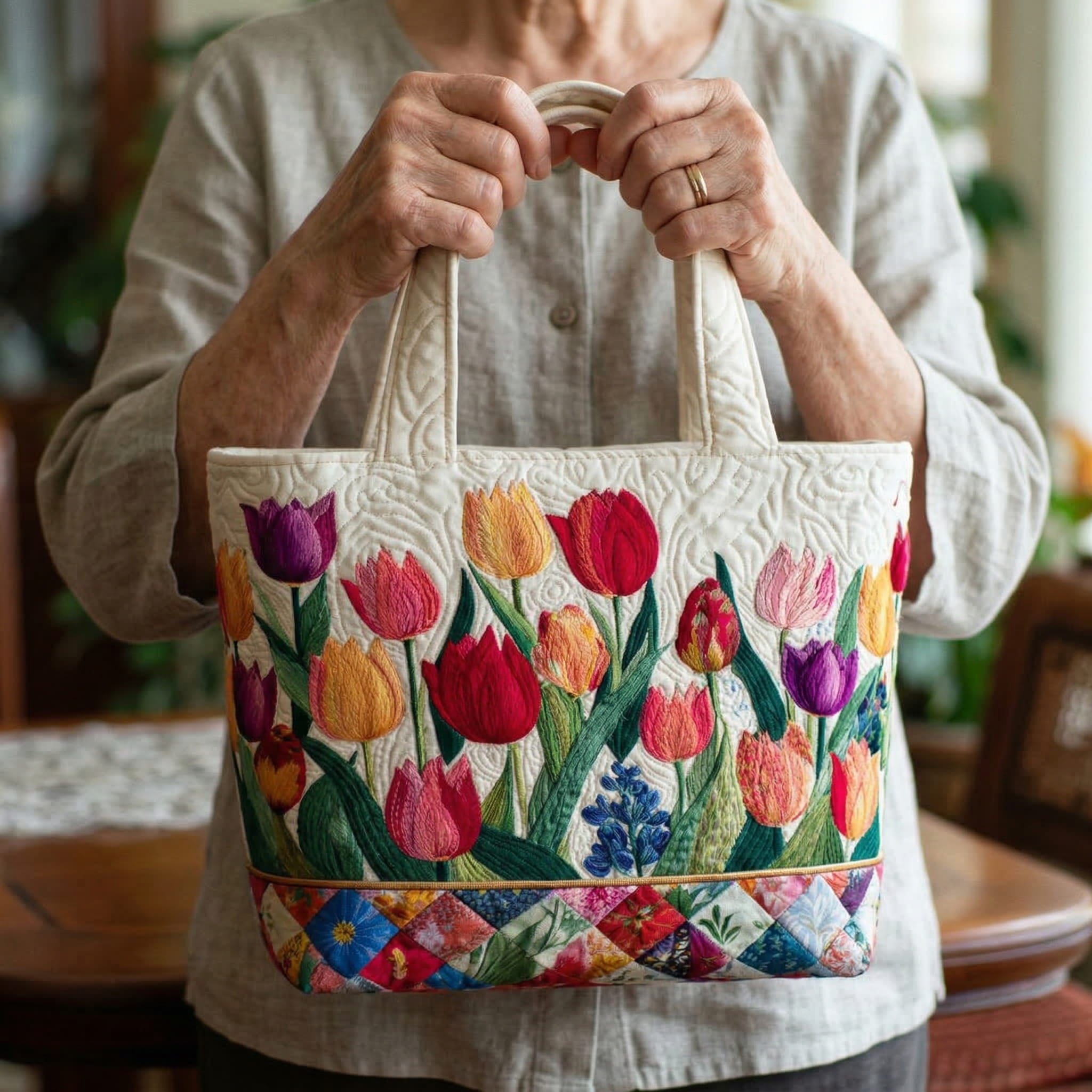 Quilted Tulip Tote