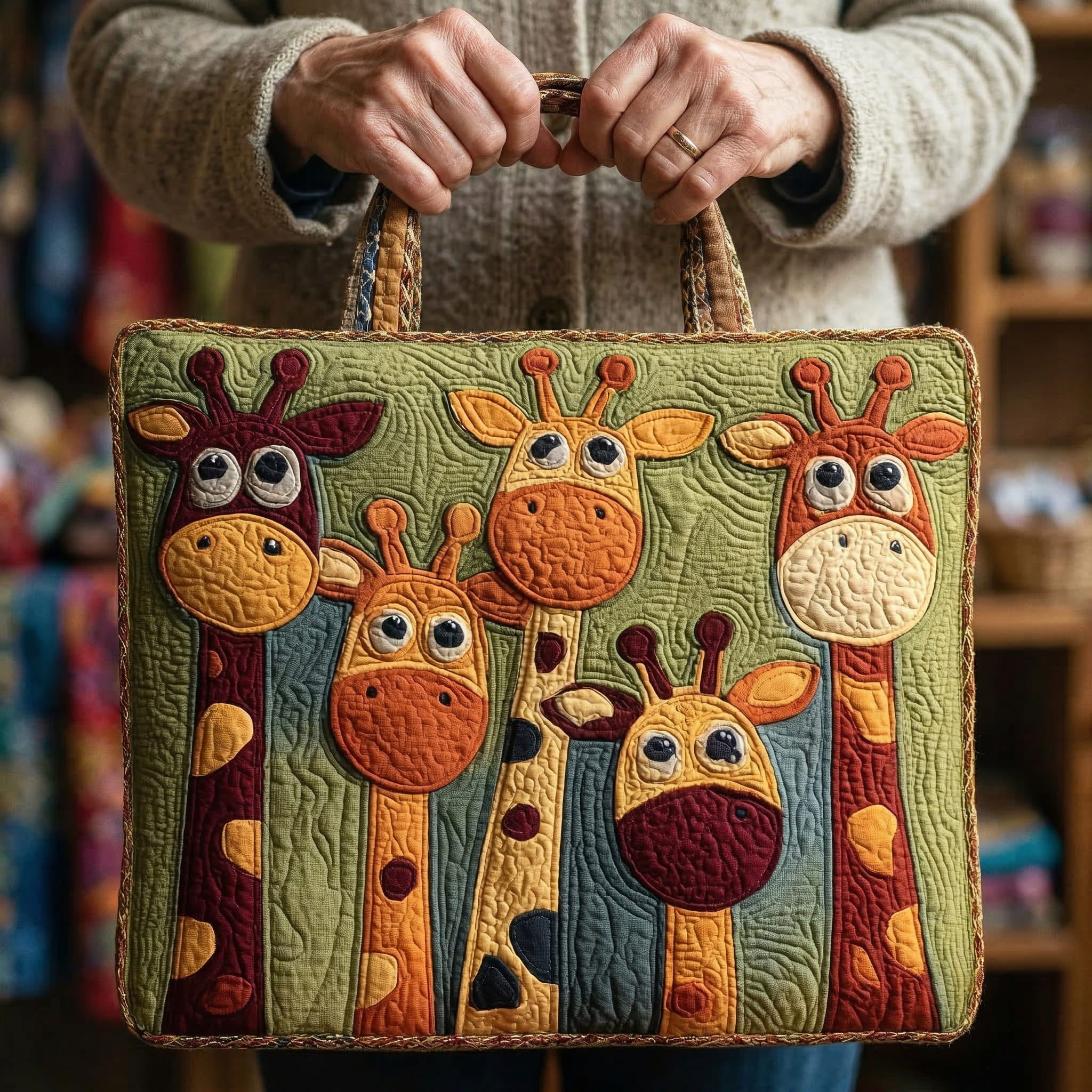 Giraffe Tower Padded Tote Bag