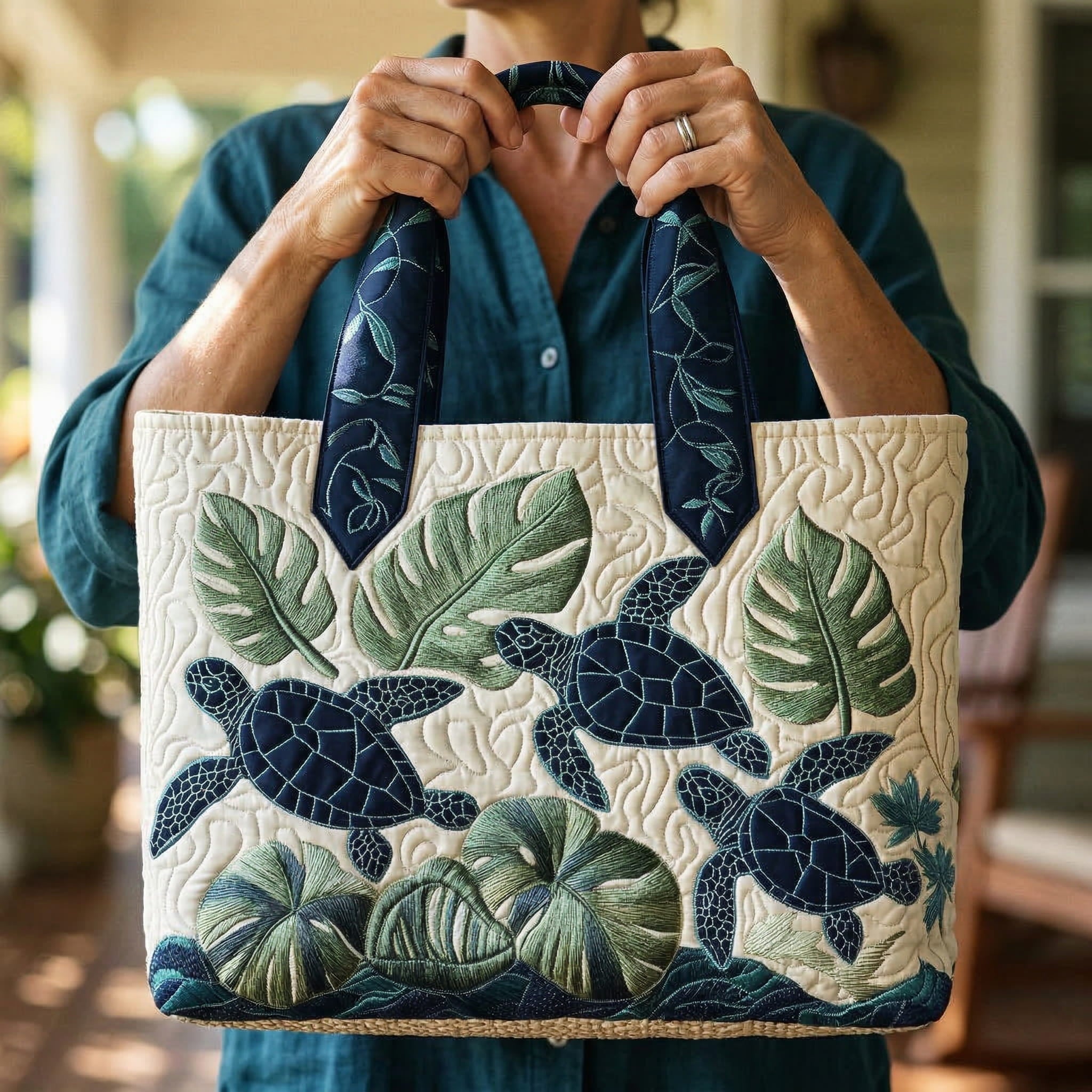 Artisan Tote Bag: Grace of the Sea Turtle