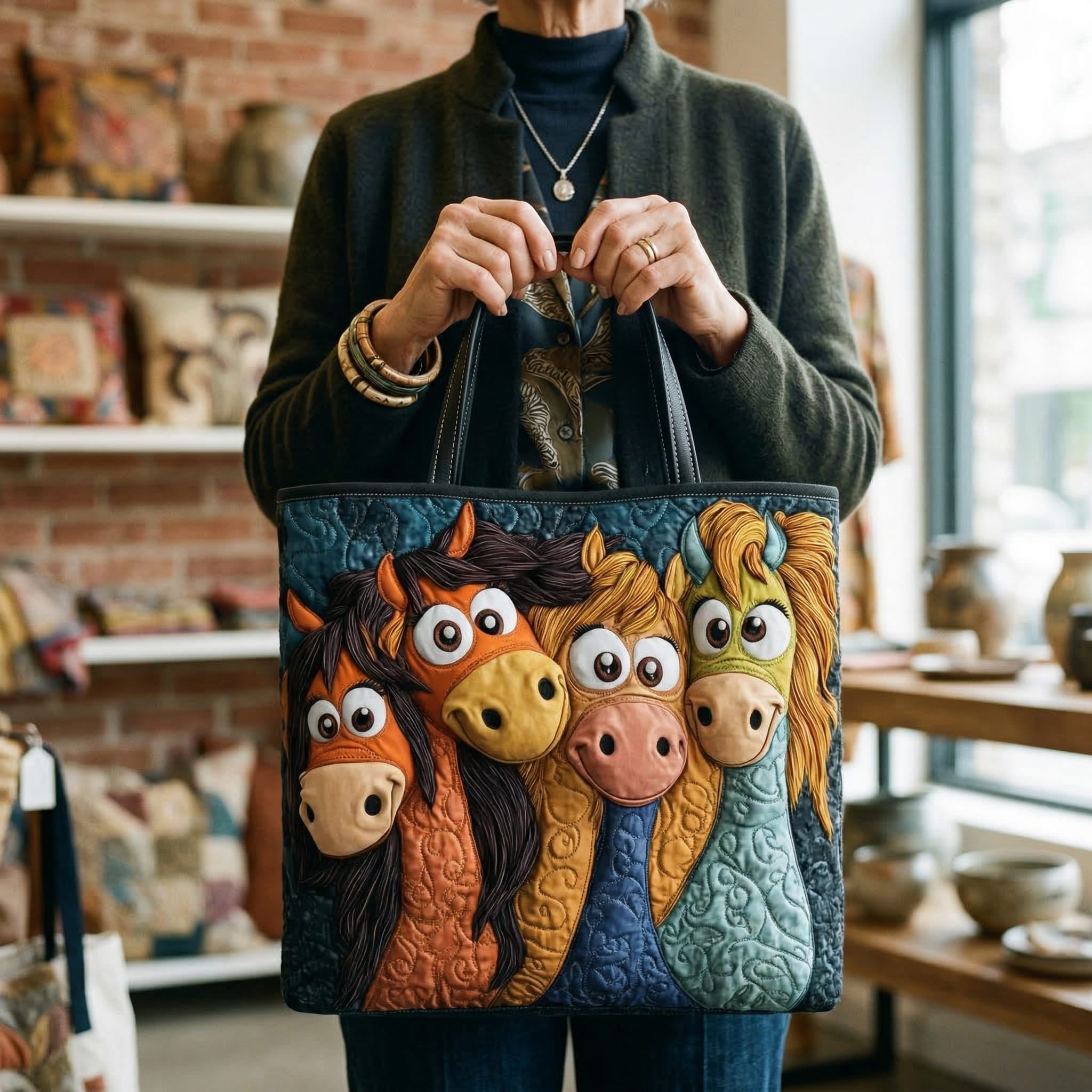 Whimsical Handmade Pony Tote Bag