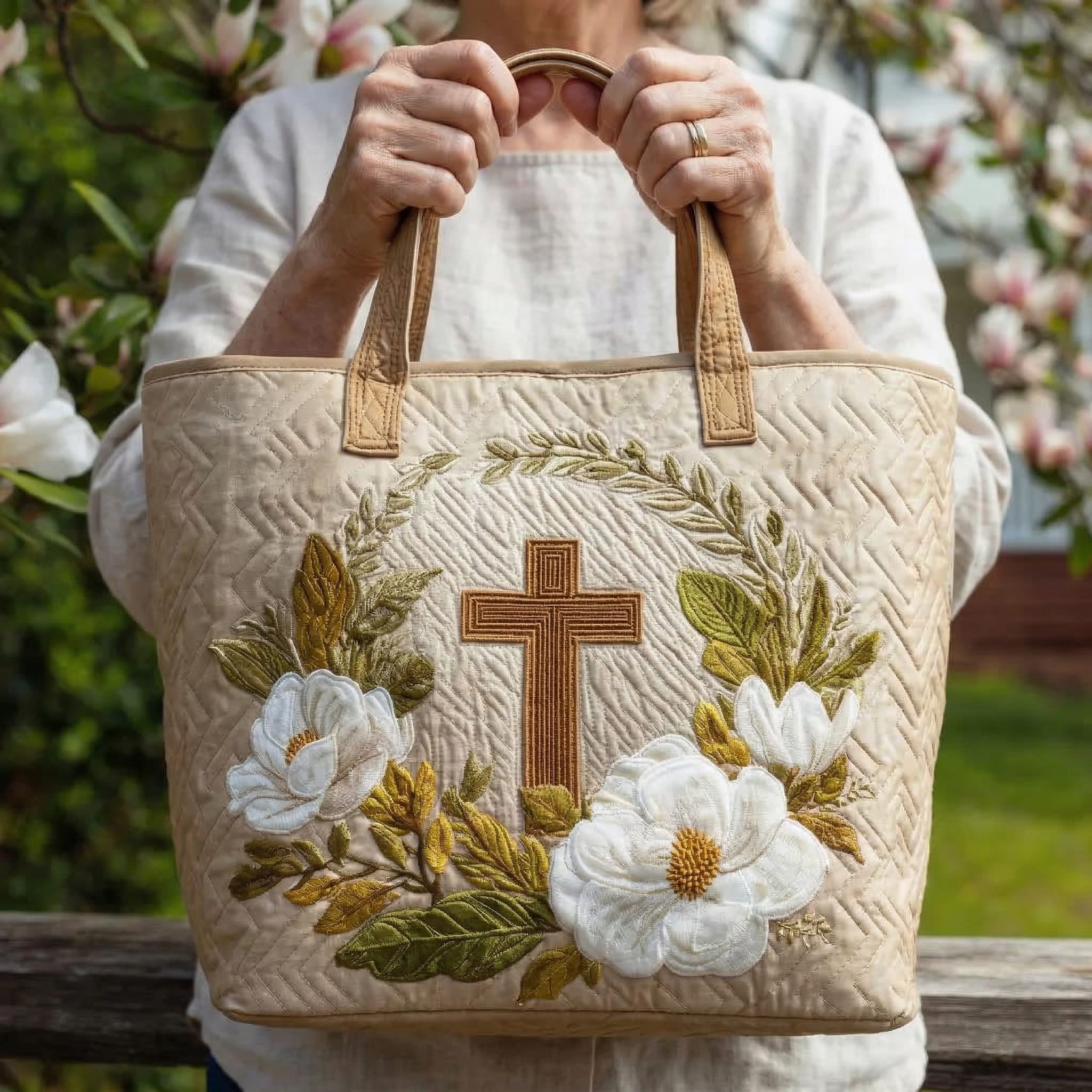 Artisan-Made Sacred Cross Tote