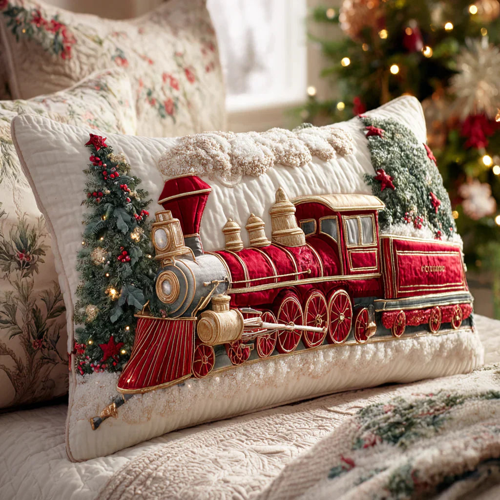 Holiday Steam Locomotive Quilted Pillowcase