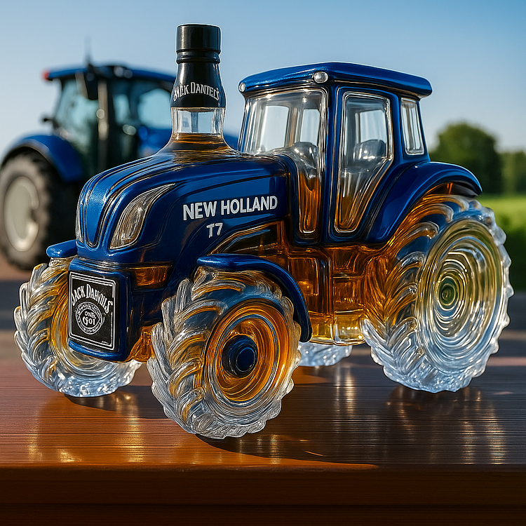 Classic House Whisky Shaped Like a New Holland T7 Tractor
