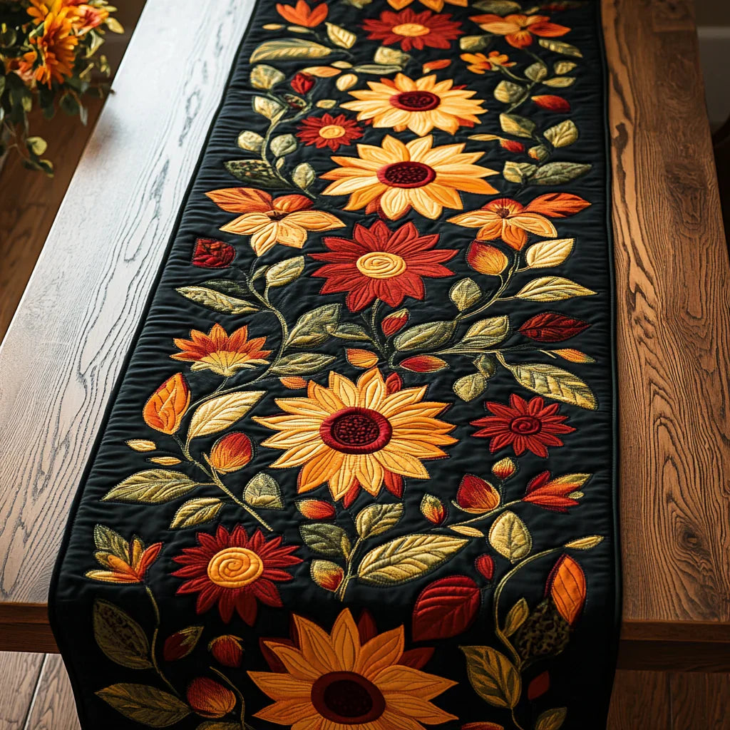 Autumn Sunflower Quilted Table Runner