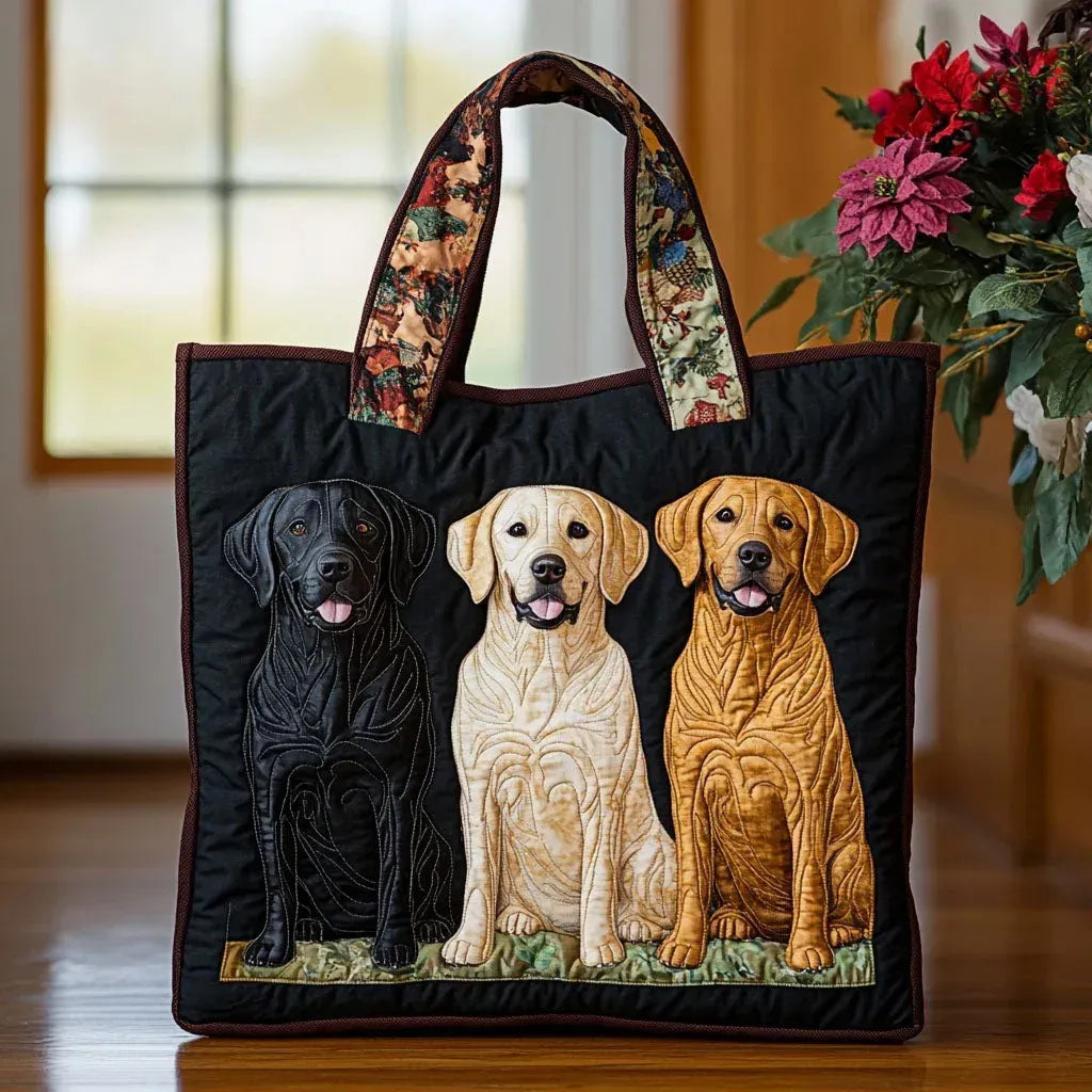Handcrafted Bag Featuring Three Labradors