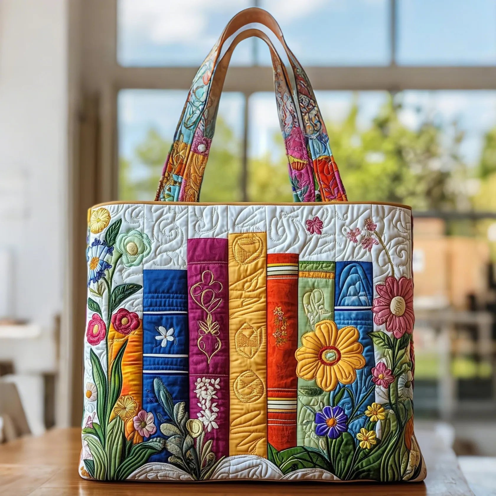 Artisan Floral Tote Bag for Book Lovers