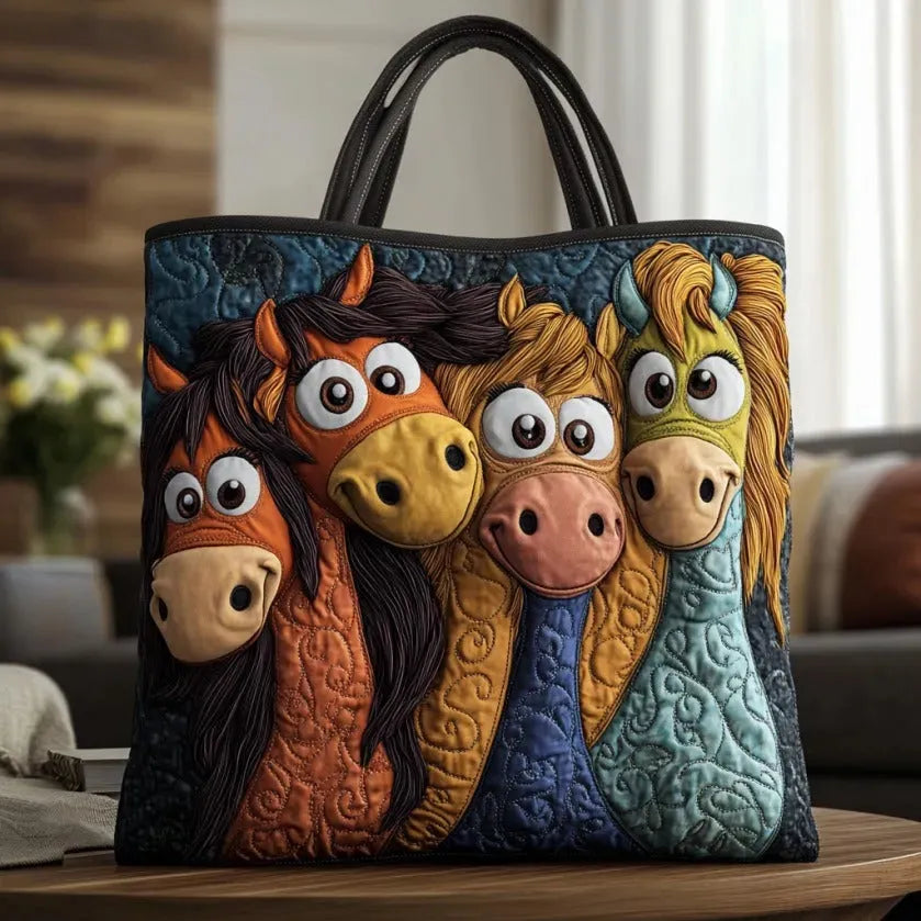 Whimsical Handmade Pony Tote Bag