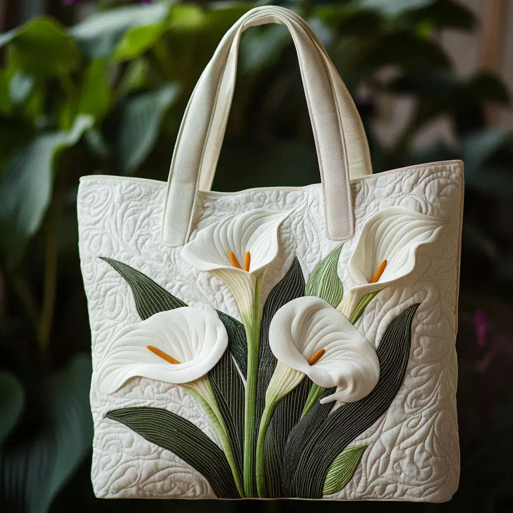 Quilted White Calla Lily Handbag