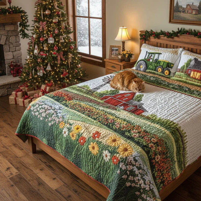 Happy Farm 3-Piece Quilted Bedding Set