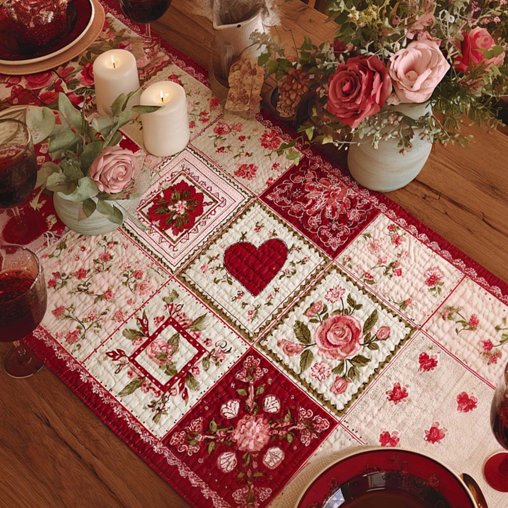 Pink Quilted Table Runner - Heart of the Home Collection