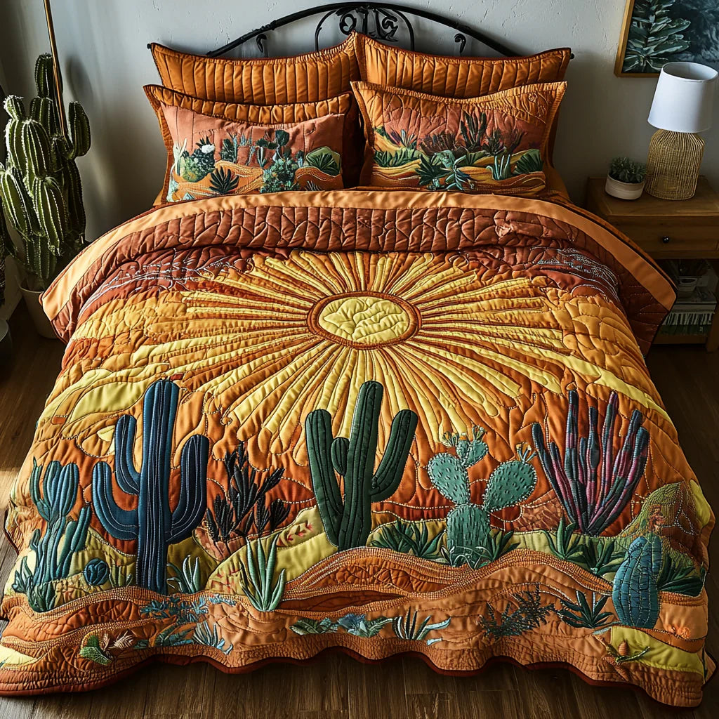 Sunrise on the Cactus 3-Piece Quilted Bedding Set