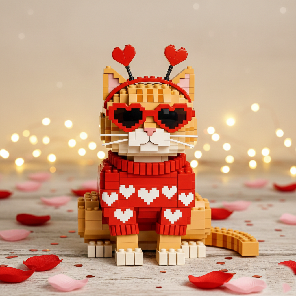 Love-Filled Block Set for Your Red Cat