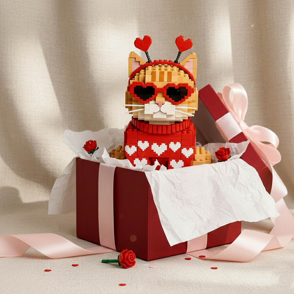 Love-Filled Block Set for Your Red Cat
