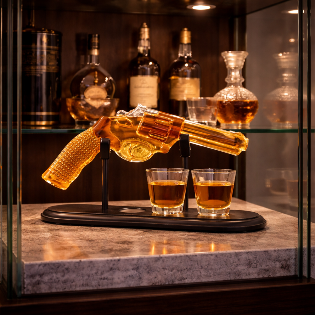 Whiskey Bottle – Revolver Set Edition with Glasses