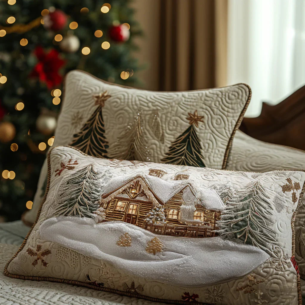 Snowlit Cabin Quilted Pillowcase