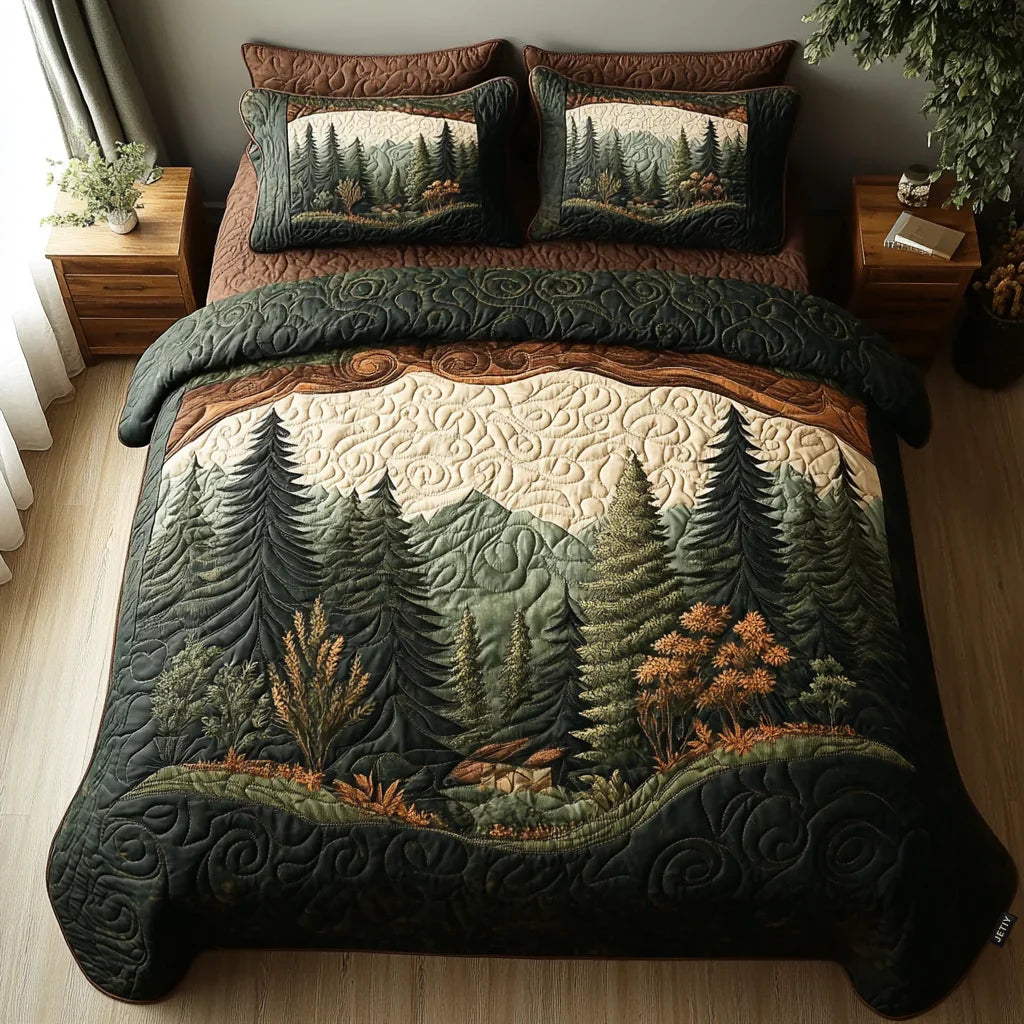 Forest Walk 3-Piece Quilted Bedding Set
