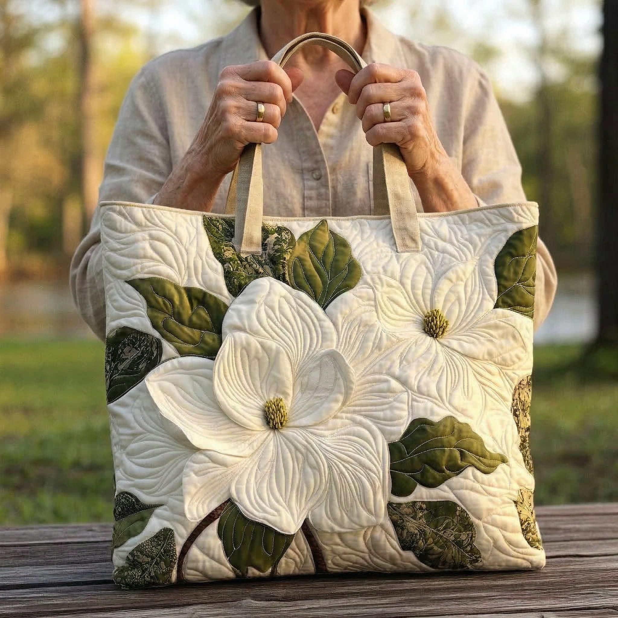 Chic Floral Quilted Tote Bag